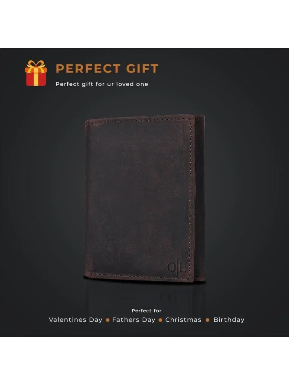 Slim Minimalist Trifold Leather Wallet for Men - RFID Protection, 6 Card Slots